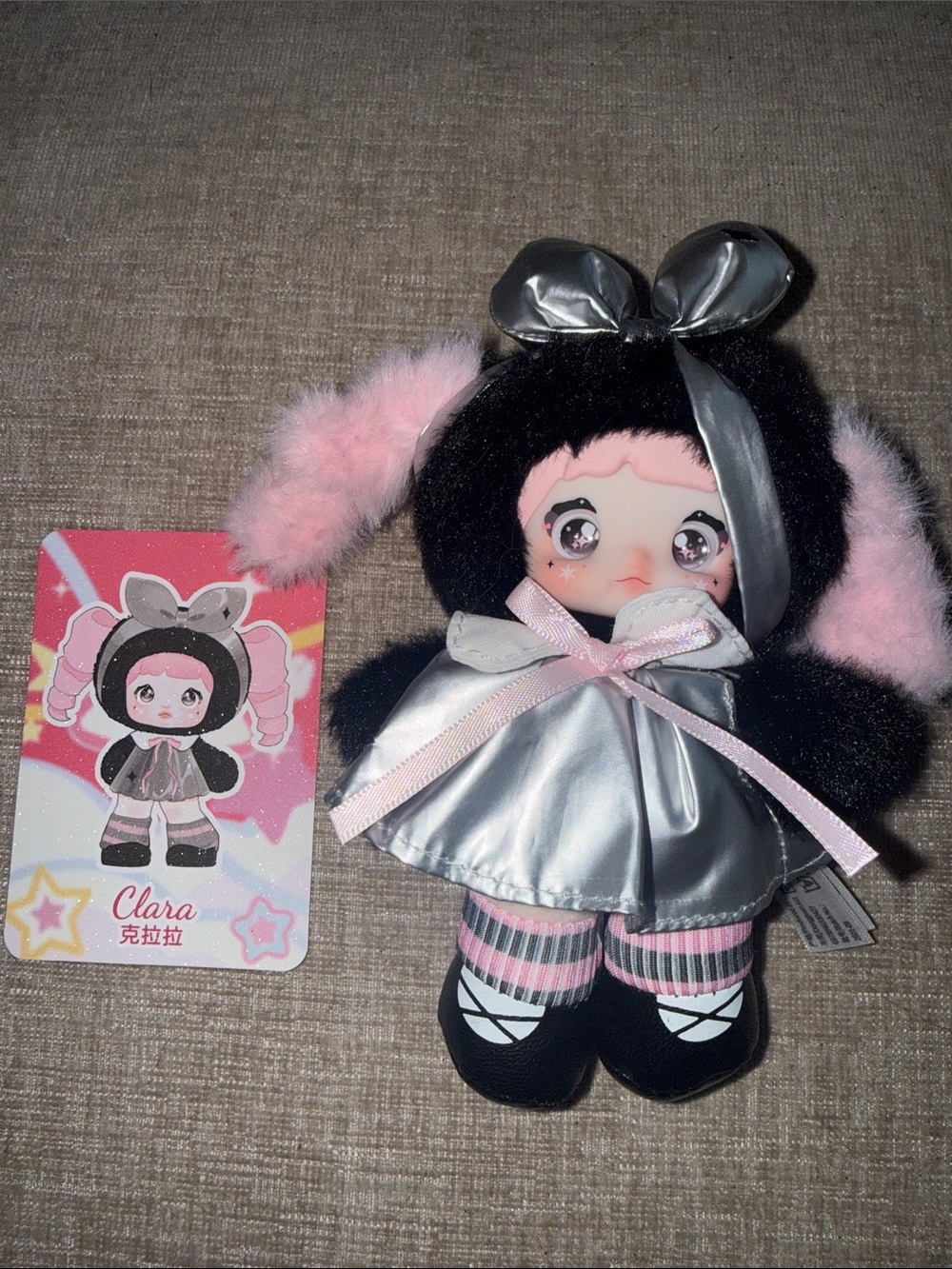 NOMMI Clara Plush Doll - Pink and Black Cute Character Toy pink energy